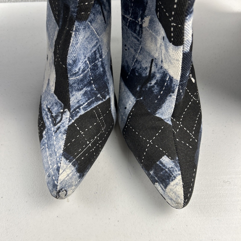 Shein Meriden Womens Rhinestone Denim‎ Thigh High Boots Size 11 - Picture 6 of 7